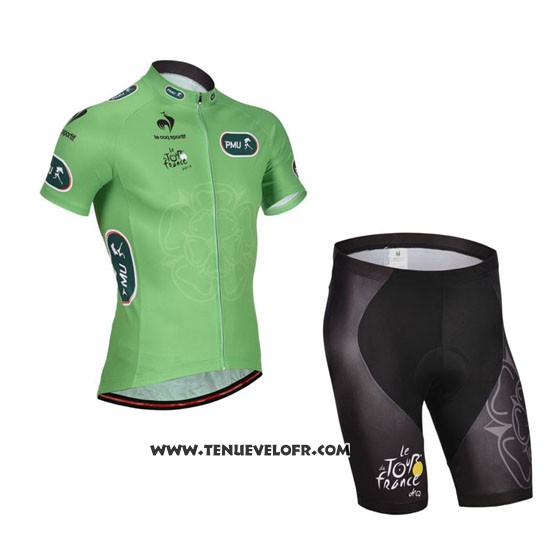 2014 Maillot Ciclismo Tour DE France Vert Manches Courtes et Cuissard